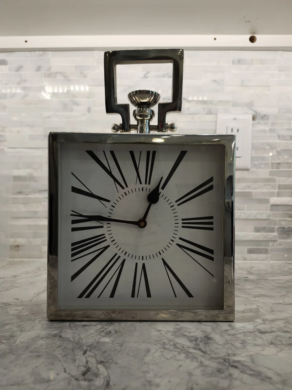 Modern Silver Roman Numeral Table Clock | RH Inspired Decor